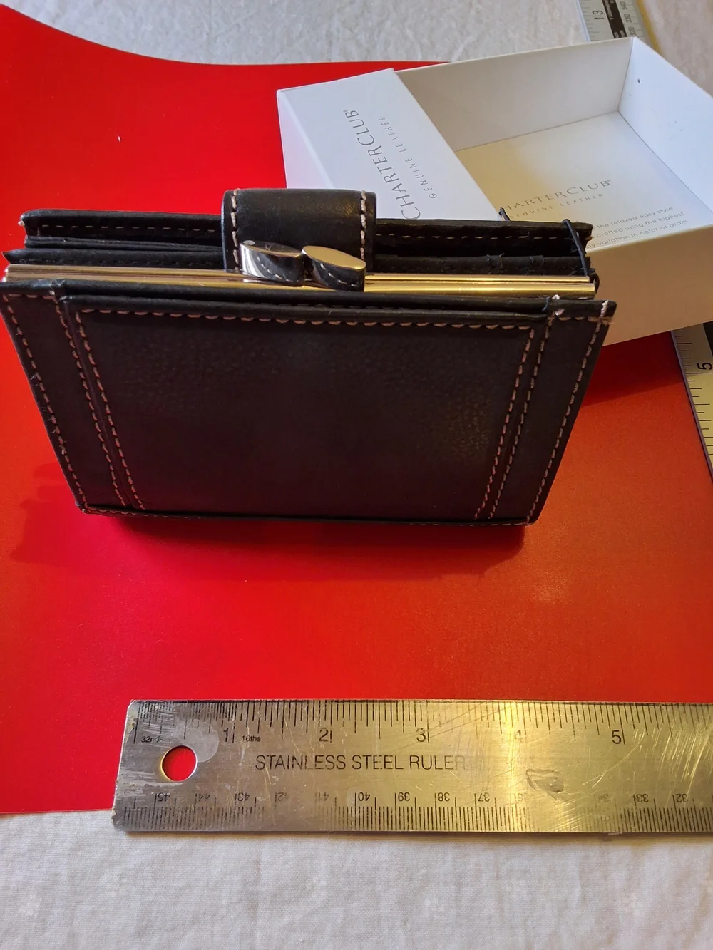Charter Club Black Leather  Wallet New